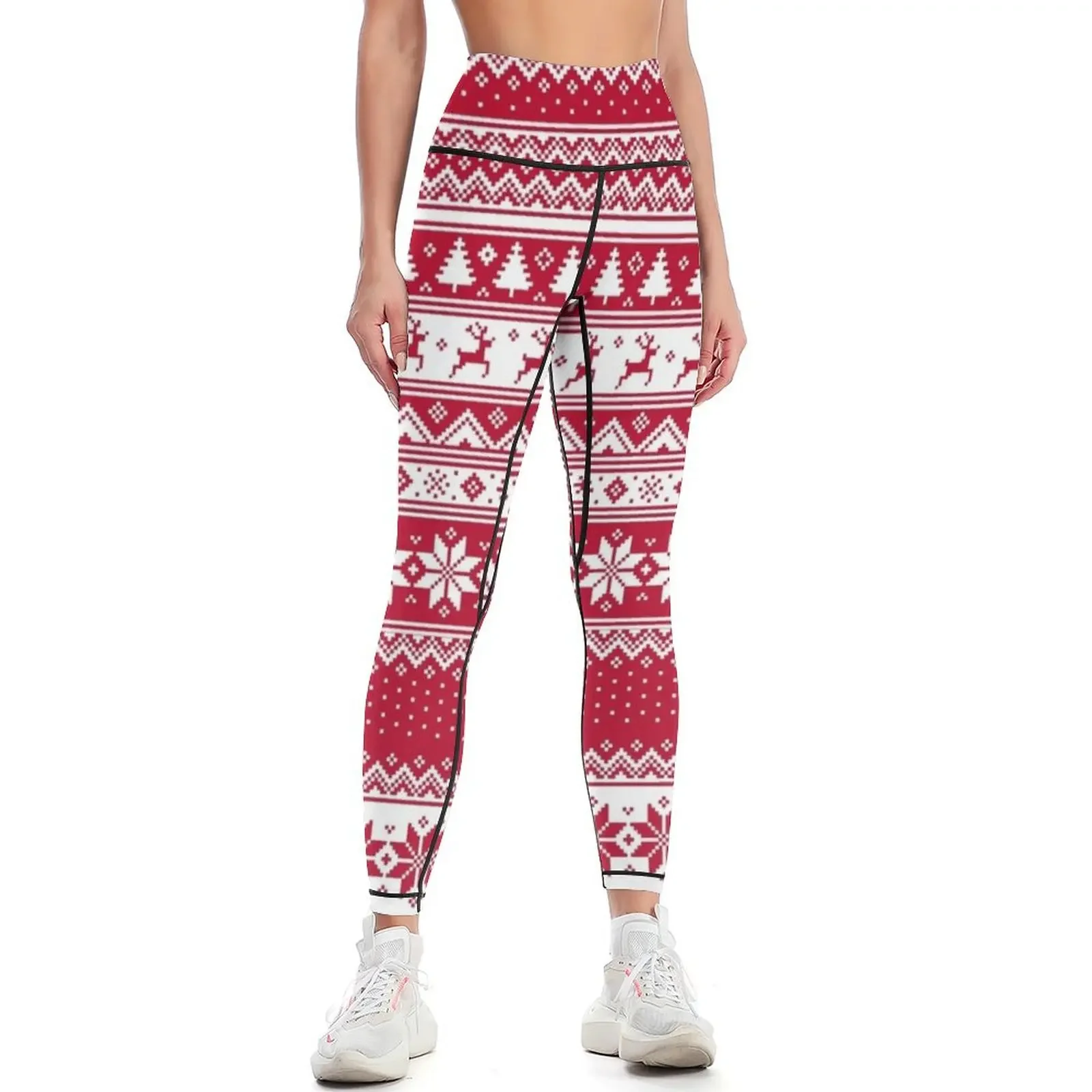 

Nordic - Scandinavian Christmas Red1 Leggings for fitness harem pants Women's gym Womens Leggings