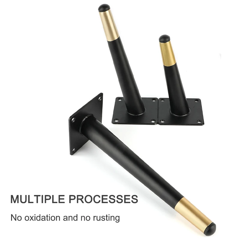 Imagem -02 - Ouro Móveis pé Mesa Pés Laminados de Aço tv Gabinete Sofá Suporte Pés Móveis Ferragem 10 12 15 17 20 25cm Peças Preto