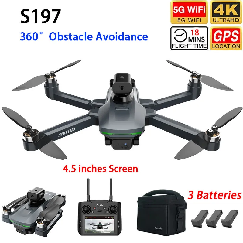 S197 Professional Drone GPS WIFI FPV 4K Dual Camera Obstacle Avoidance Quadcopter
