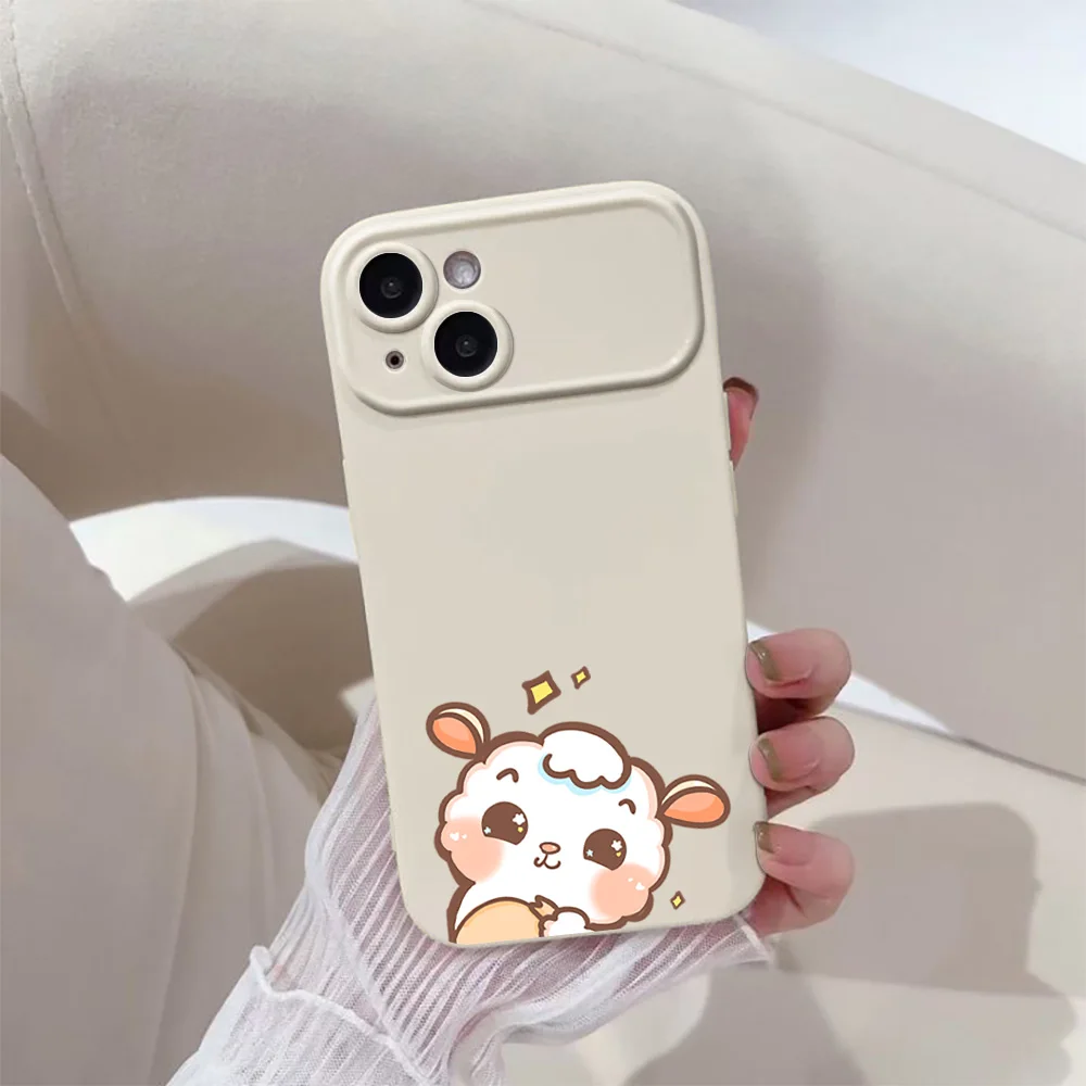 Cartoon Cute Sheep Phone Case for iPhone 15 14 13 Pro Max XR XSMax 7 8 Plus SE Soft TPU Cover for iPhone 12 11 Kawaii Capinha