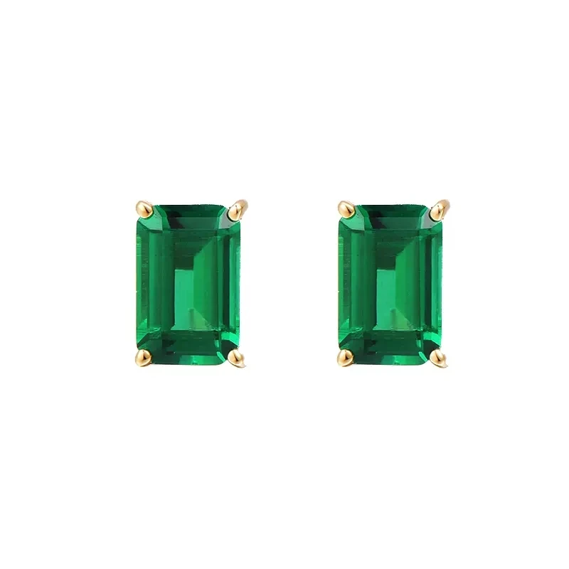 Imagem -02 - Cxsjeremy 1.0ctw 4*6 mm Lab Grown Emerald Stud Brincos Sólidos 14k 585 Ouro Amarelo Push Back Jóias Finas para as Mulheres Presentes do Partido