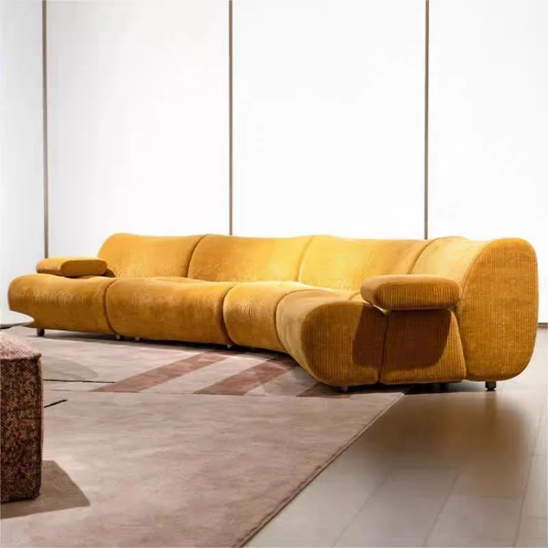 Designer Fabric Bamboo Sofa Italian Minimalist Living Room Curved Module Combination Fabric