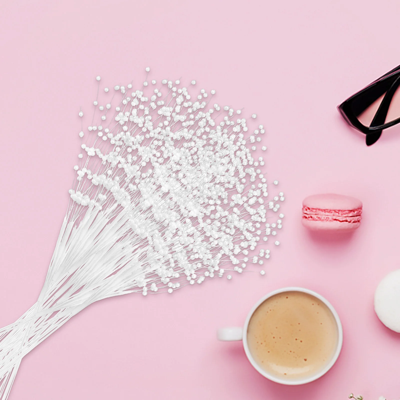 100Pcs White Pearl Bouquets Bridal Bouquet Material Beaded Pearl Bouquets Wedding Garland Decor Bridal Bouquet Material