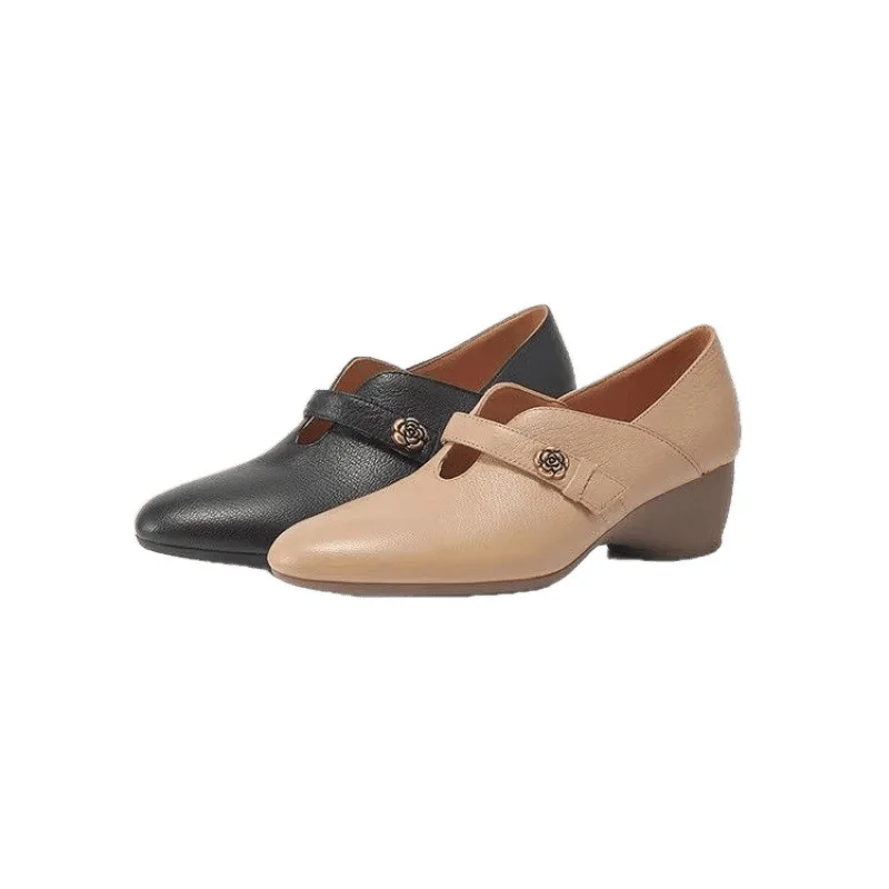 2026 Spring/Autumn New French Retro Pointed-Toe Pumps Design Soft Leather Comfortable Office Versatile Shoes