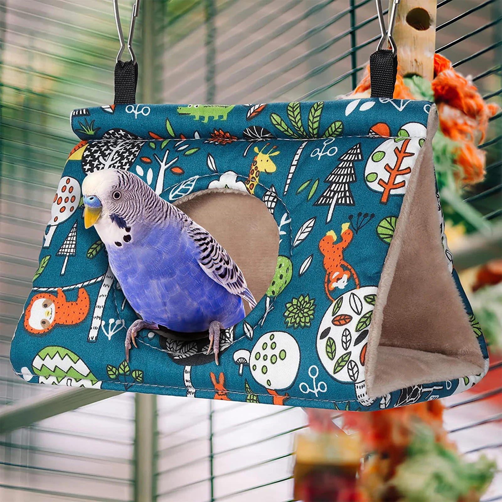 

Peony Parrot Hammock Bird Nest Winter Warm Bird Nest House Plush Birds Hideaway Sleeping Bed for Parakeet Cockatiels