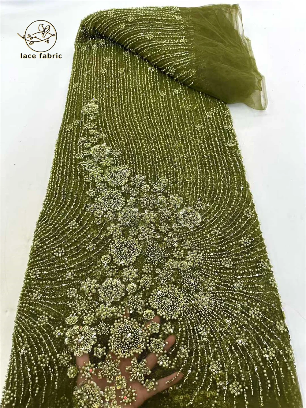 New Design Fashion Africa Nigerian Artistic Pattern Handmade Embroidery Sequins Hot Sale French Beads Tulle Lace For Party Dress