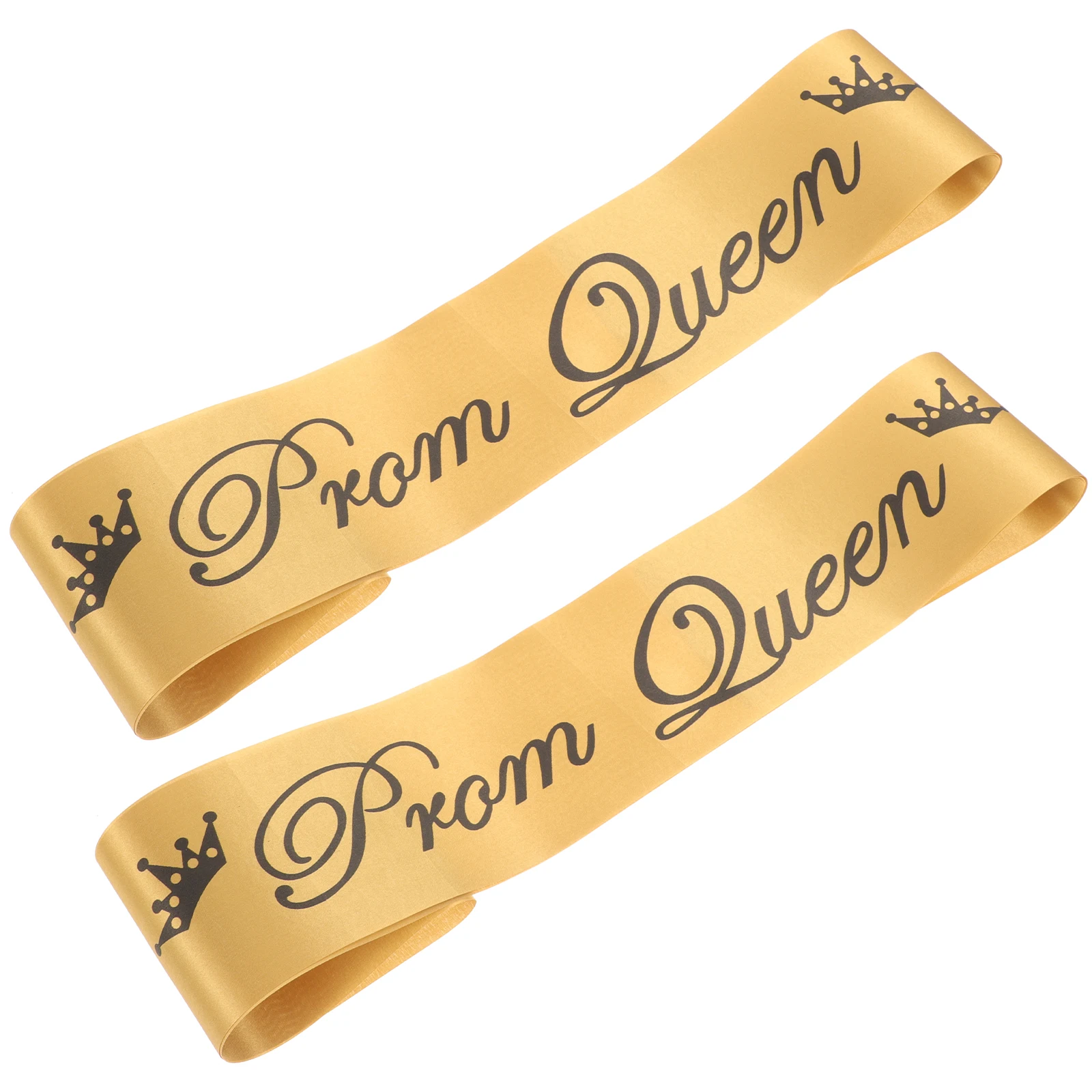 

2pcs Ceremonial Belt Queen Party Supplies Prom King Sashes Golden Ribbon Shoulders Strap Etiquette Accessories