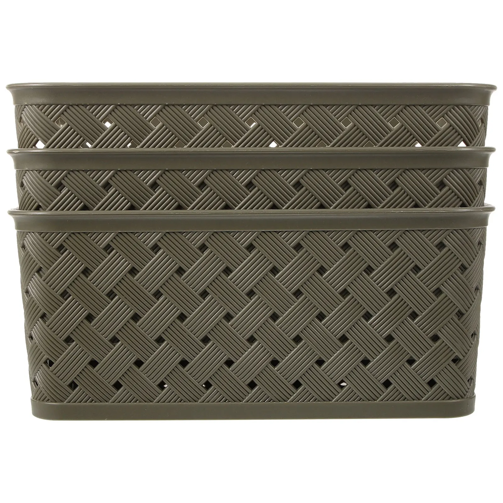 

3pcs Woven Storage Basket With Handle Desktop Organizer Sundries Container Home Bathroom Bedroom Kitchen Office