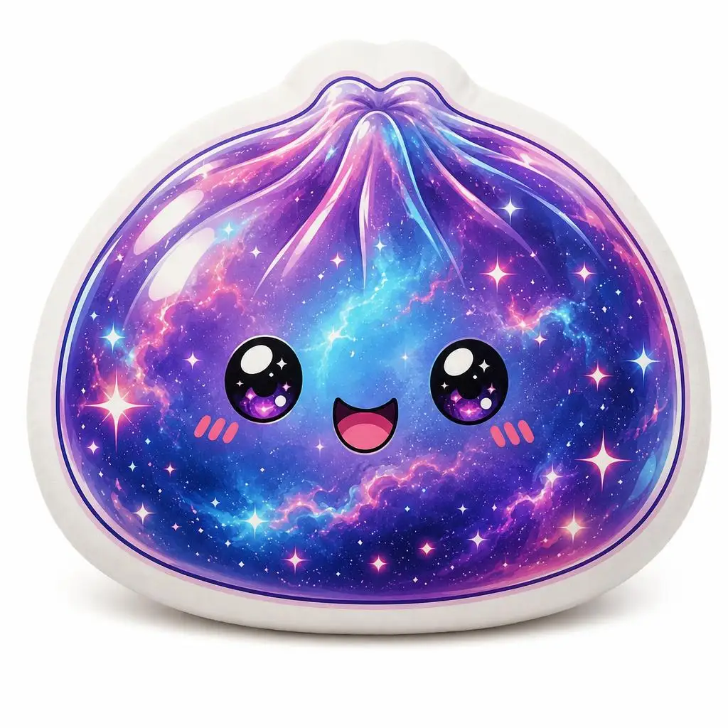 Dark Purple Galaxy Kawaii Dumpling, Cosmic Starry Plush Pillow Cushion Funny Stuffed Throw Pillow Home Decor Gift Sofa Bed