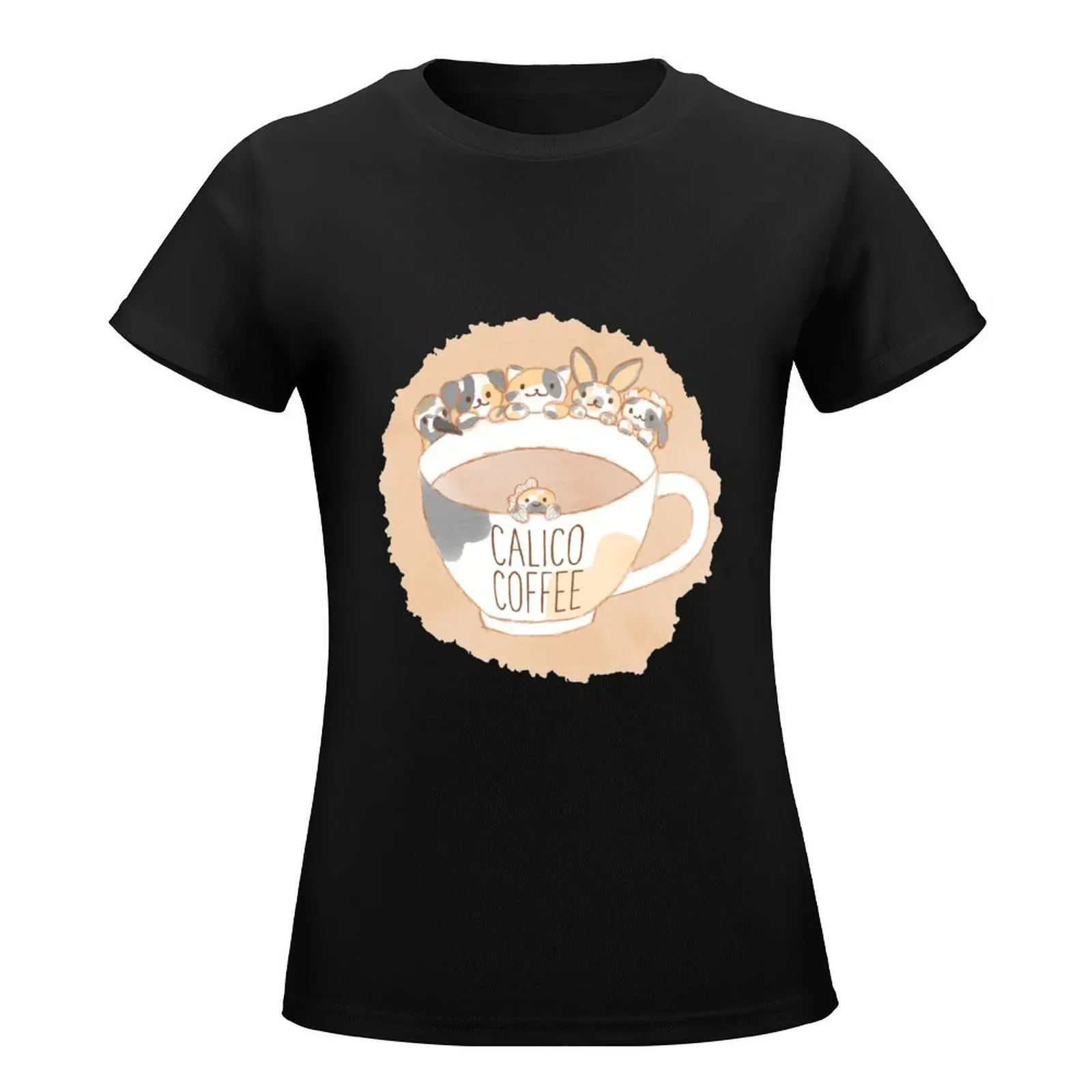 Calico Coffee T-Shirt kawaii clothes vintage clothes shirts graphic tees lady clothes summer for Women