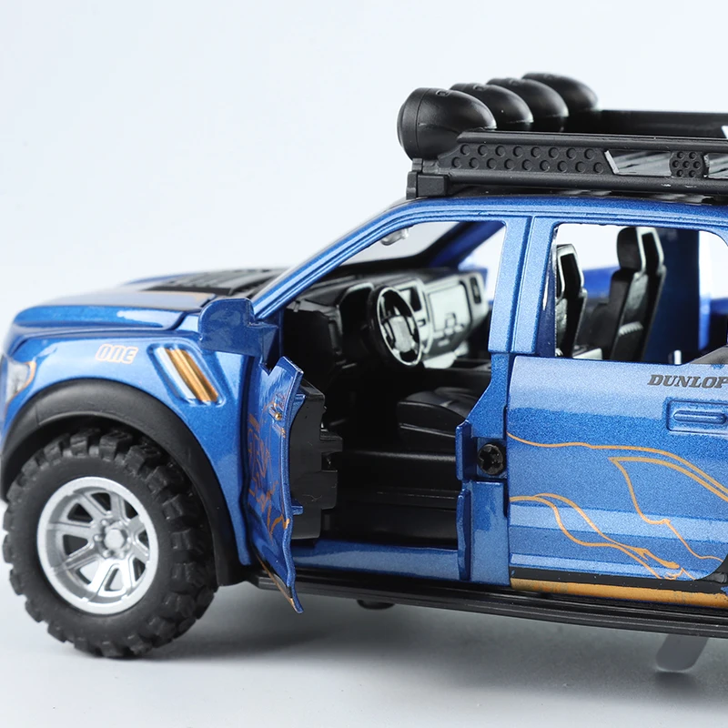 1:32 F150 SVT Raptor Off Road Vehicle Alloy Car Model Pickup Toy Boy Sound Light Diecast Simulation Fast Furious Hot Wheels One