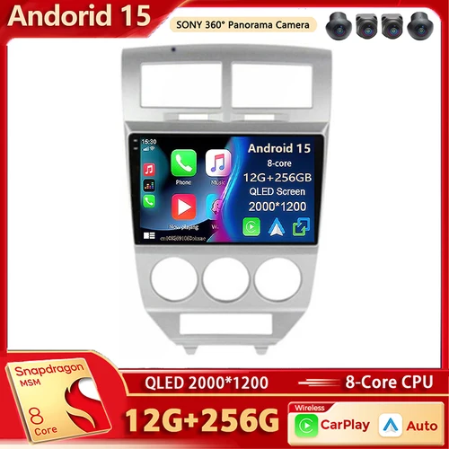 Reproductor Multimedia de Radio para coche Android 15 para Dodge Caliber I 2007 - 2010 Auto Carplay estéreo DSP wifi + 4G Ai voz 2 Din BT Gps