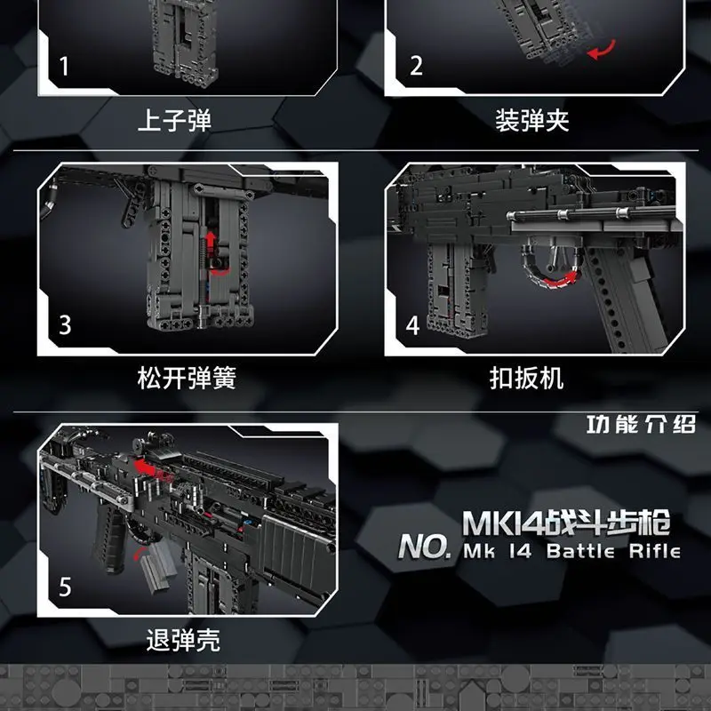 MouldKing 14026S Battle Rifle Bausteine Schusswaffen Serie Hoher Schwierigkeitsgrad Kinder Pädagogisches Montagespielzeugmodell