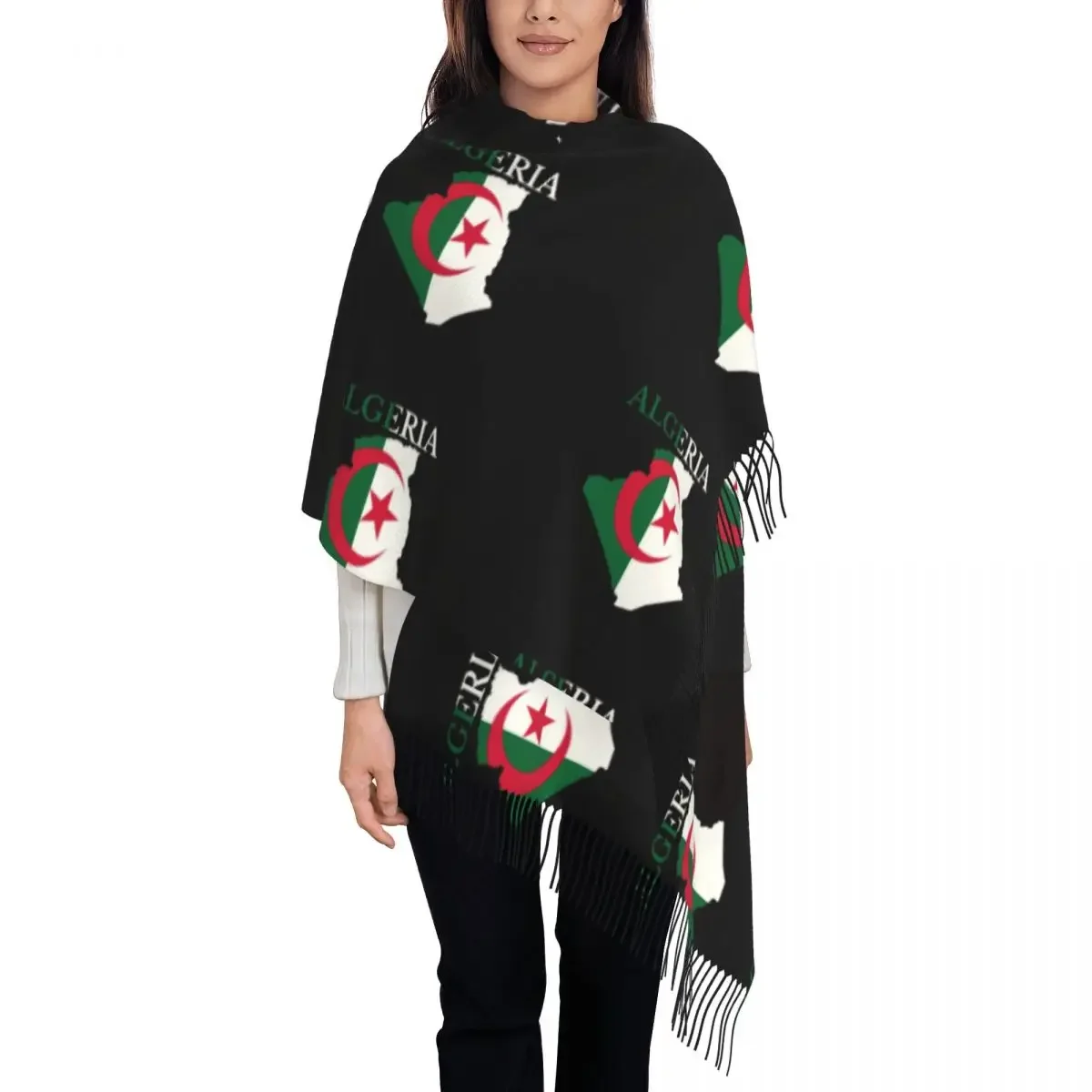 

Personalized Printed Algeria Flag Map Scarf Men Women Winter Fall Warm Scarves Algerian Heart Shawl Wrap