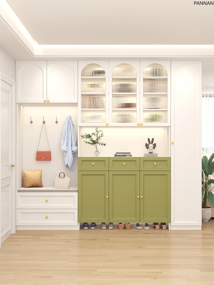 

entrance cabinet, household partition, foyer cabinet, large capacity integrated, customized against the wall