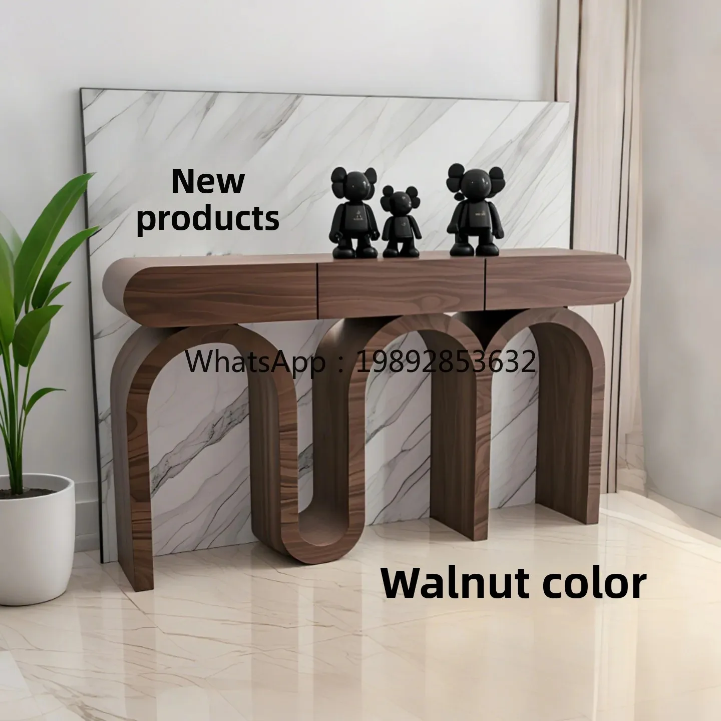 1LYY Lacquered Entryway Table Storage Simple Modern Wabi-Sabi Style Entryway Cabinet French Minimalist Entryway