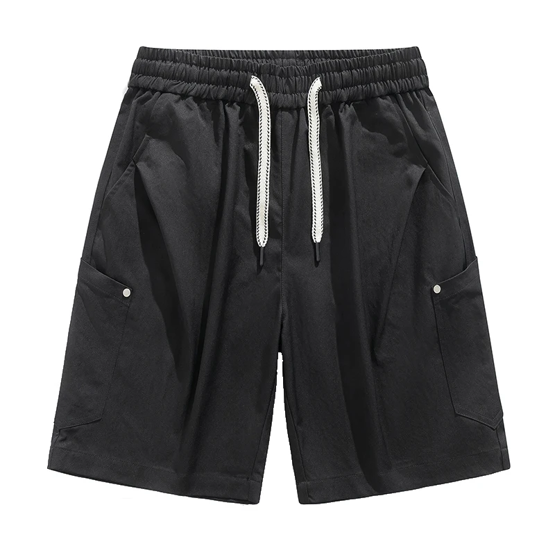 

Модные черные мужские шорты | Эластичный шнурок на талии | Функциональные боковые карманы | Повседневный спортивный стиль для спортзала и улицы