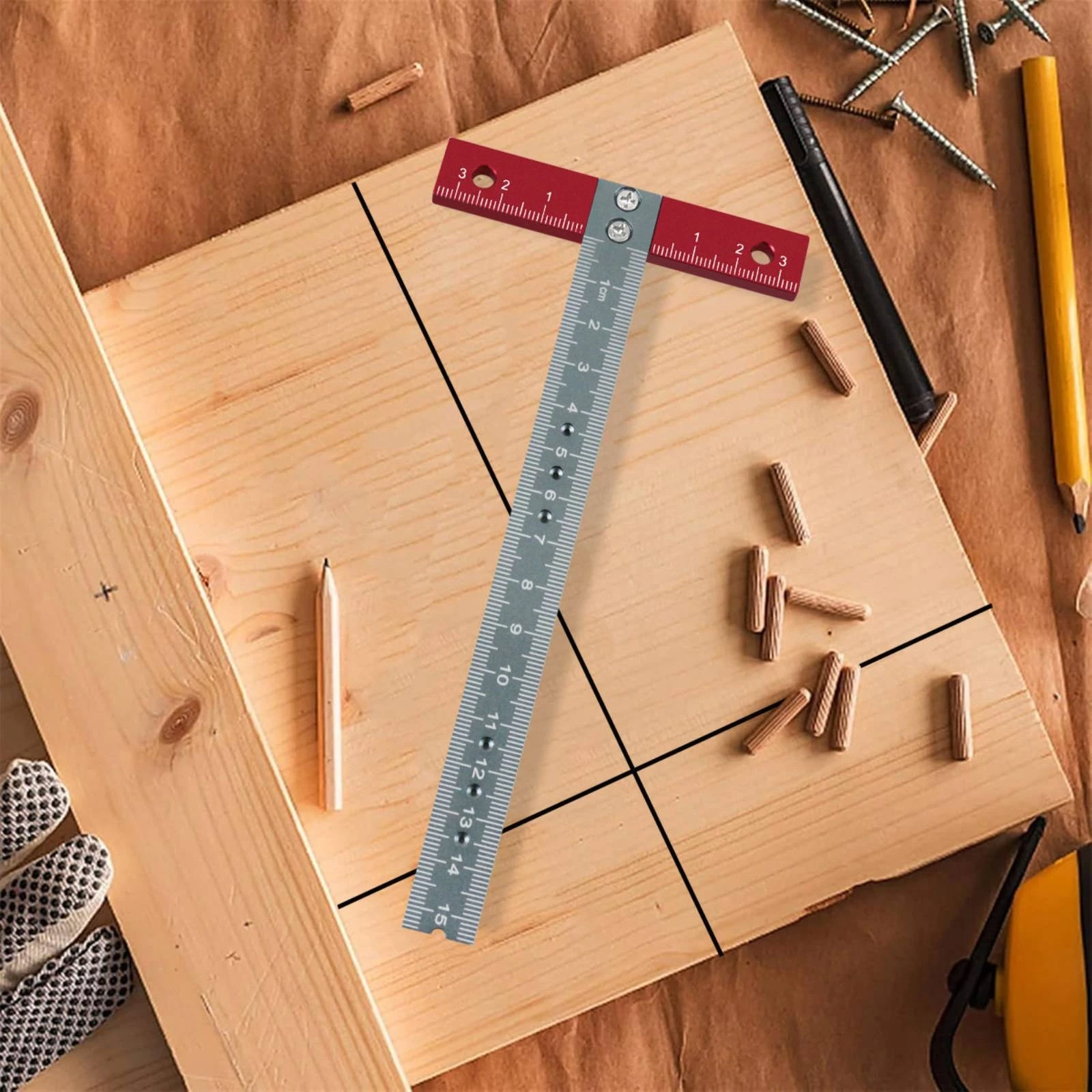 T-Square Ruler Accurate Marking Aluminum T-Square Woodworking Ruler Corrosion Resistant Measuring Tool Long-Lasting for Workshop