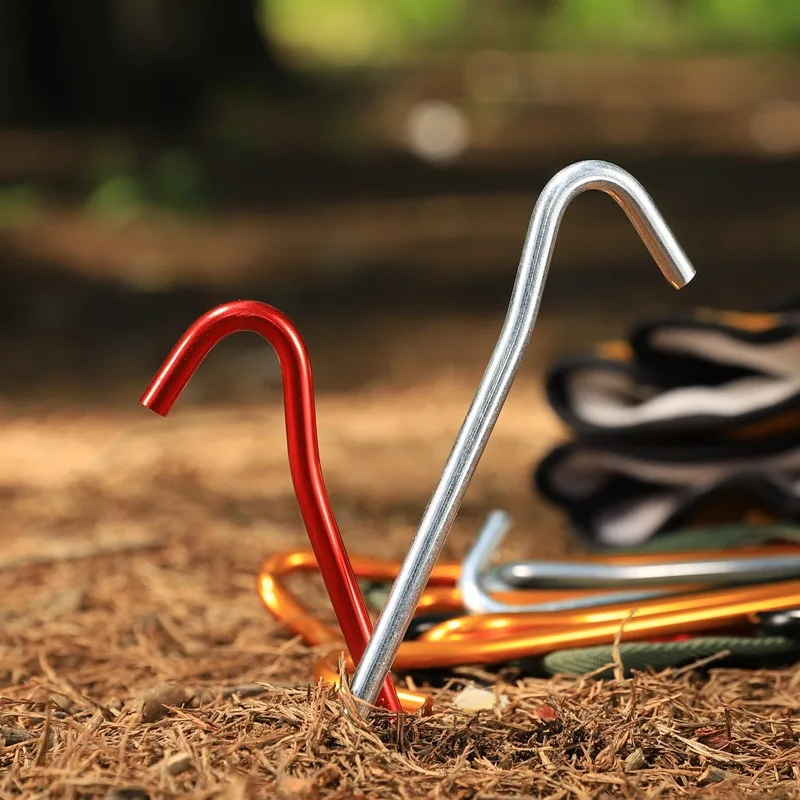 New Outdoor Camping Plastic Ground Nails Outdoor Canopy Windproof Accessories Threaded Sheep Horn Tent Nails