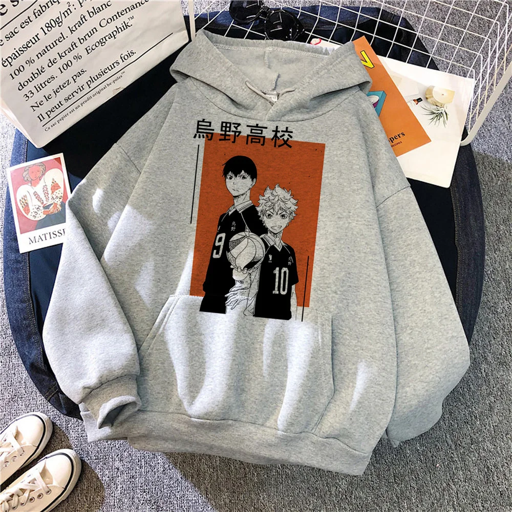 Haikyuu hoodie athleisure harajuku Y2K patterned Japanese teen tracksuits soft fabric youthful streetwear comfortable