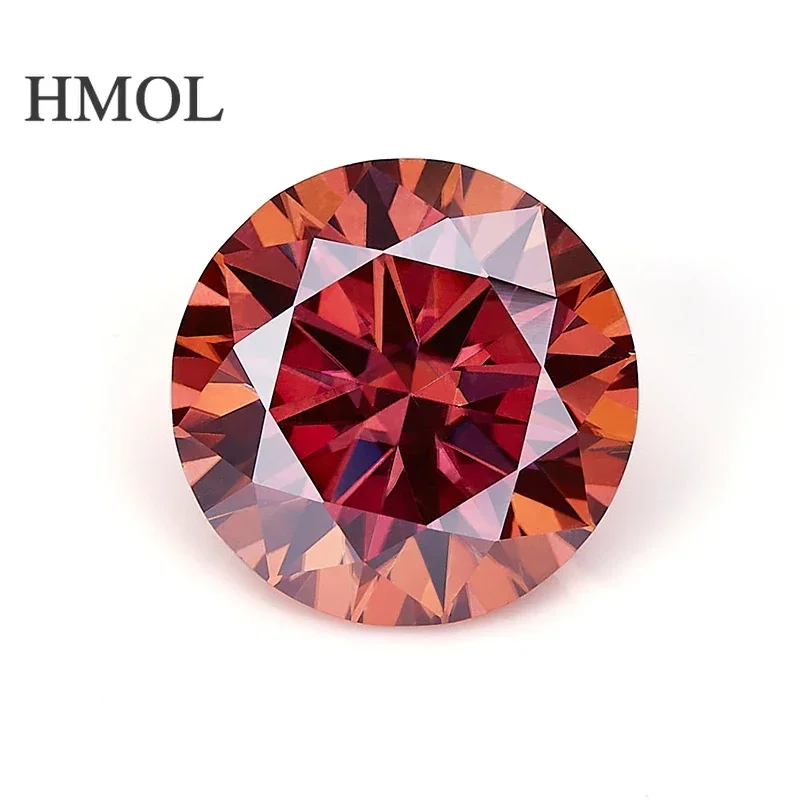 [Watermelon Red Color] HMOL  Moissanite Round Shape Loose Stone Synthetic Gems for Jewelry Making Materials GRA Certificate