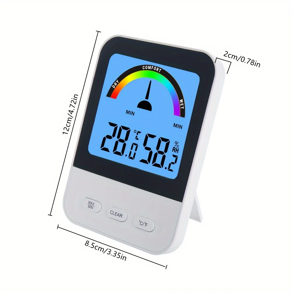 Indoor Digital Thermohygrometer with Wet Dry Comfort Indicator and Memory Function for Temperature and Humidity Measurement