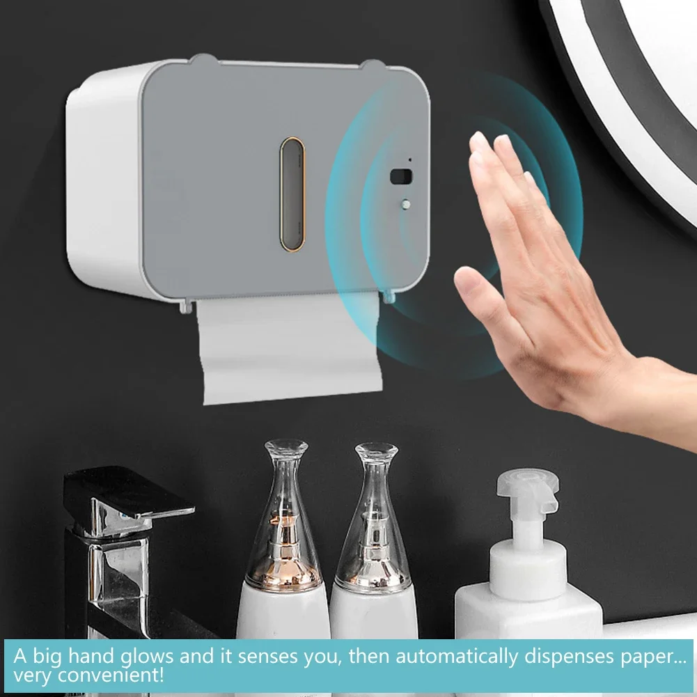 Smart Sensor Toilet Paper Holder Waterproof Tissue Storage Box Wall Mount Toilet Roll Organizer Bathroom Accessories Dispenser