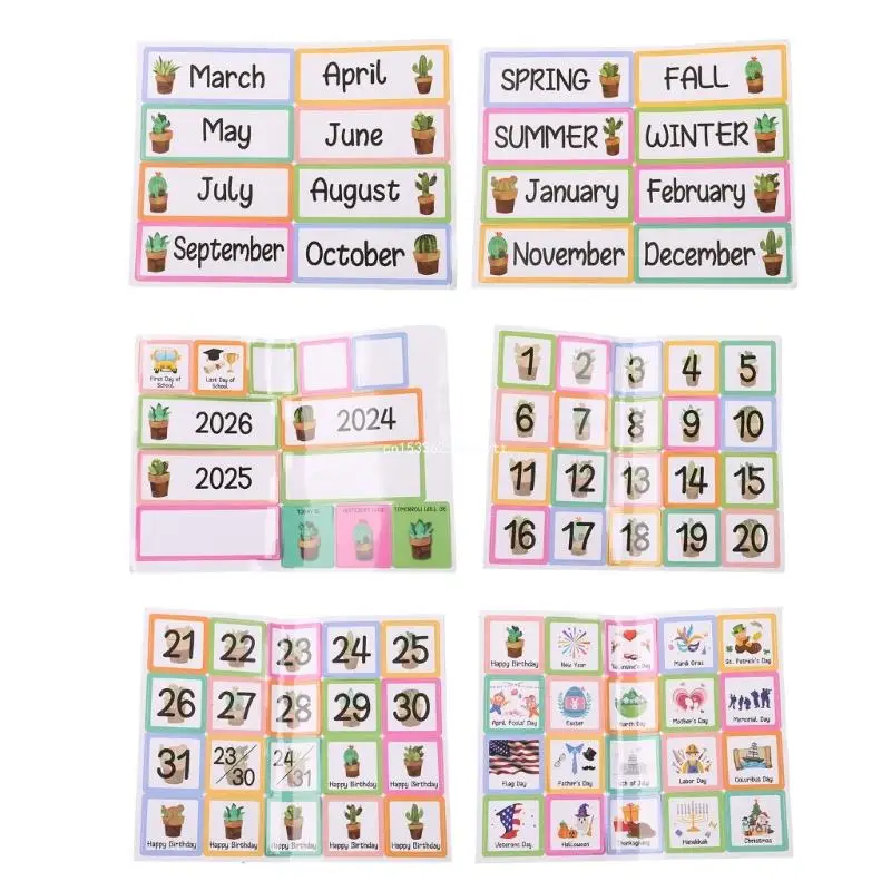 Monthly Calendar Pocket Chart with 89 Cards, 20.07x23.62In Calendar Pocket Chart for Kid Calendar Learning Dropship