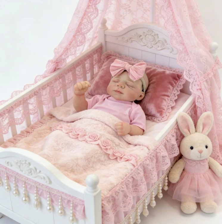 Muñeca Reborn Pascale de 18 Pulgadas con Piel 3D y Venas Visibles, Bebé Niña Dormida, Cuerpo Completo de Vinilo, Realista, Regalo para Niños