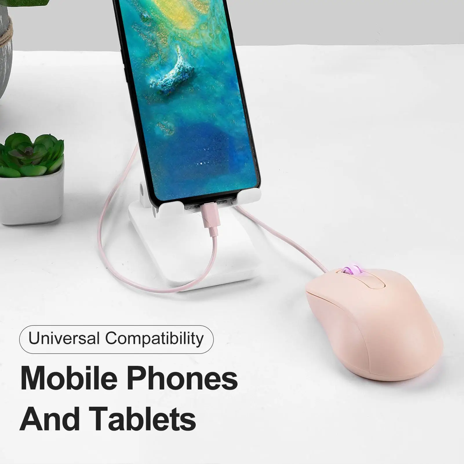 Mouse Komputer Mouse PC Berkabel Ergonomis Senyap Anti-Slip Aksesori Plug-And-Play untuk Desktop Sekolah Rumah Kantor Pria Wanita