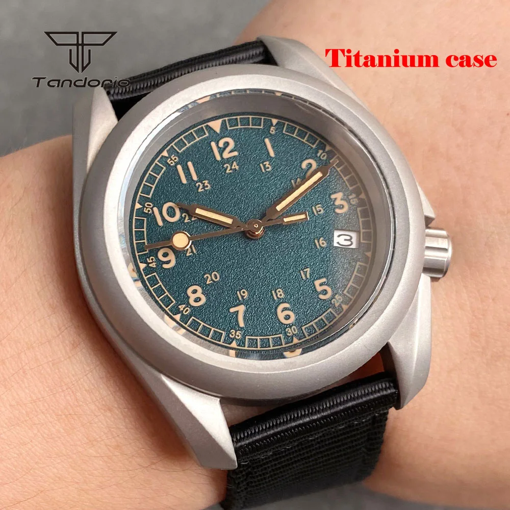 Tandorio Titanium NH35 Mechanical Ultralight Automatic Men\'s Watch 20BAR Sapphire 3.8 Crown Date Matte Dial NH36 Dive Wristwatch