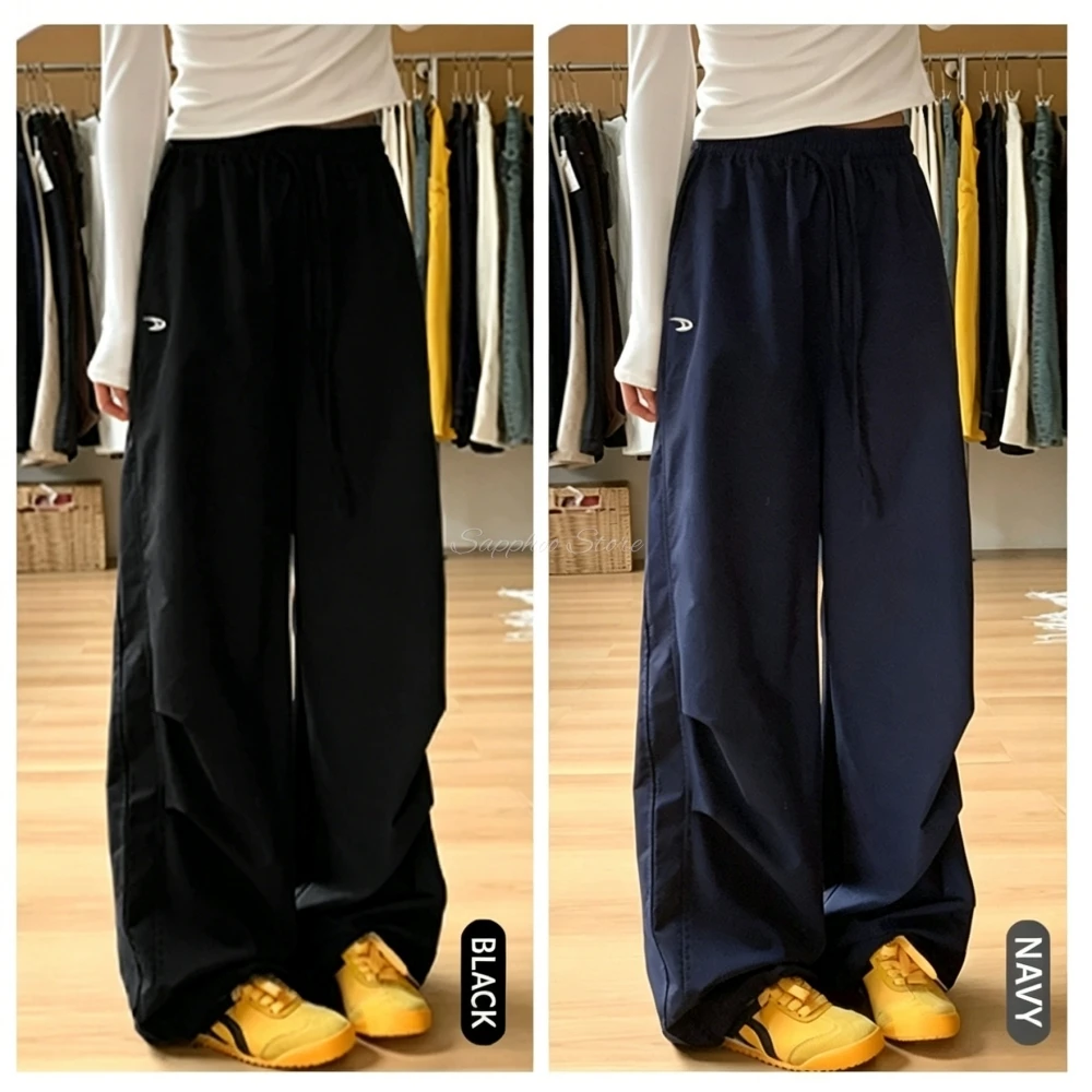 2026 Fashion Casual Loose Streetwear Loose Jogger Trousers Extended Cargo High Street Pant Vintage High Waist Women Pants Solid