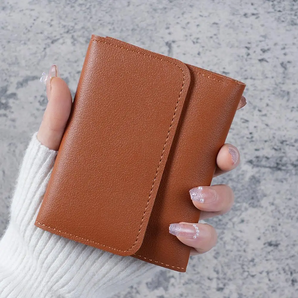 Women Artificial Leather Wallet Fashionable Credit Card Organizer Ladies Triple Fold Wallet with Id Window Portable for Use