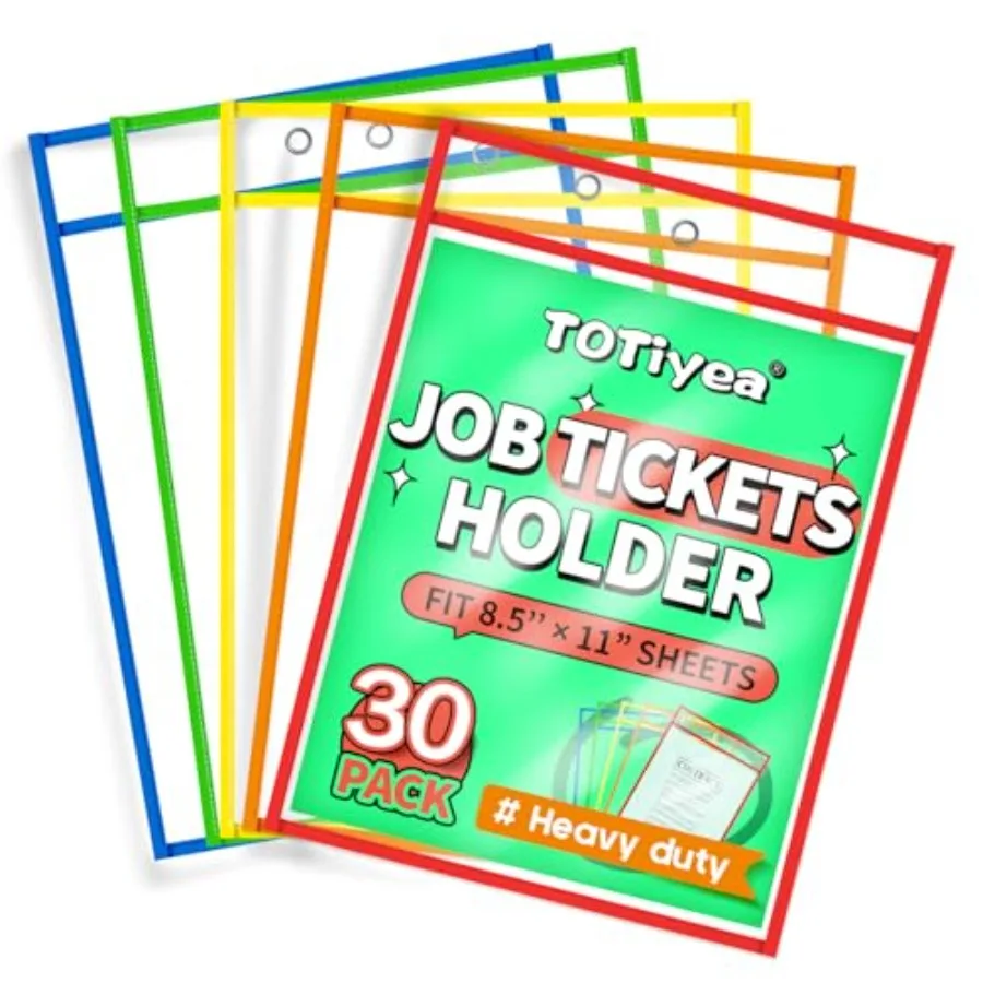 

Набор из 30 больших держателей для рабочих талонов/накладных - Двусторонние прозрачные, сверхпрочные, идеально подходят для рабочих мест в мастерских, офисах или учебных классах