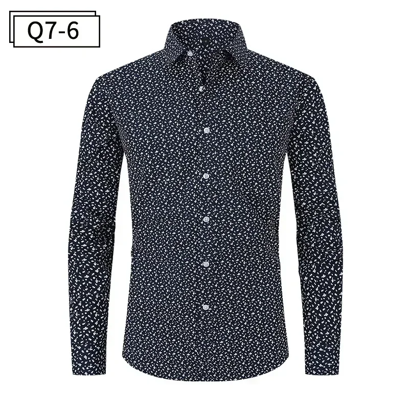 Men's Casual Long Sleeve Printed Shirts Turn-down Collar Wedding Party Shirts for Men Soft Holiday Fashion Shirts Men Tops