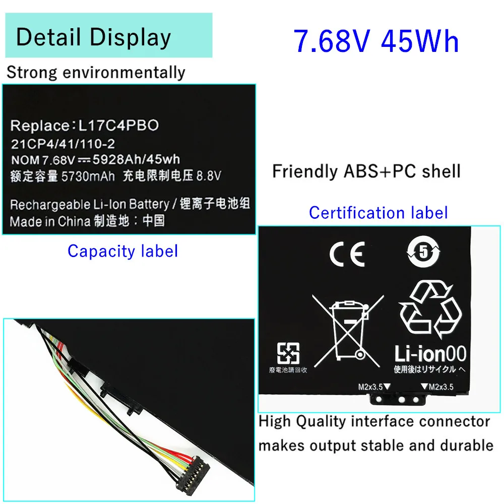 Batería para portátil L17C4PB0 L17M4PB0 L17C4PB2 para Lenovo IdeaPad Yoga 530S-15IKB 14ARR 14IKBR 15ARR 15IKBR L17M4PB2