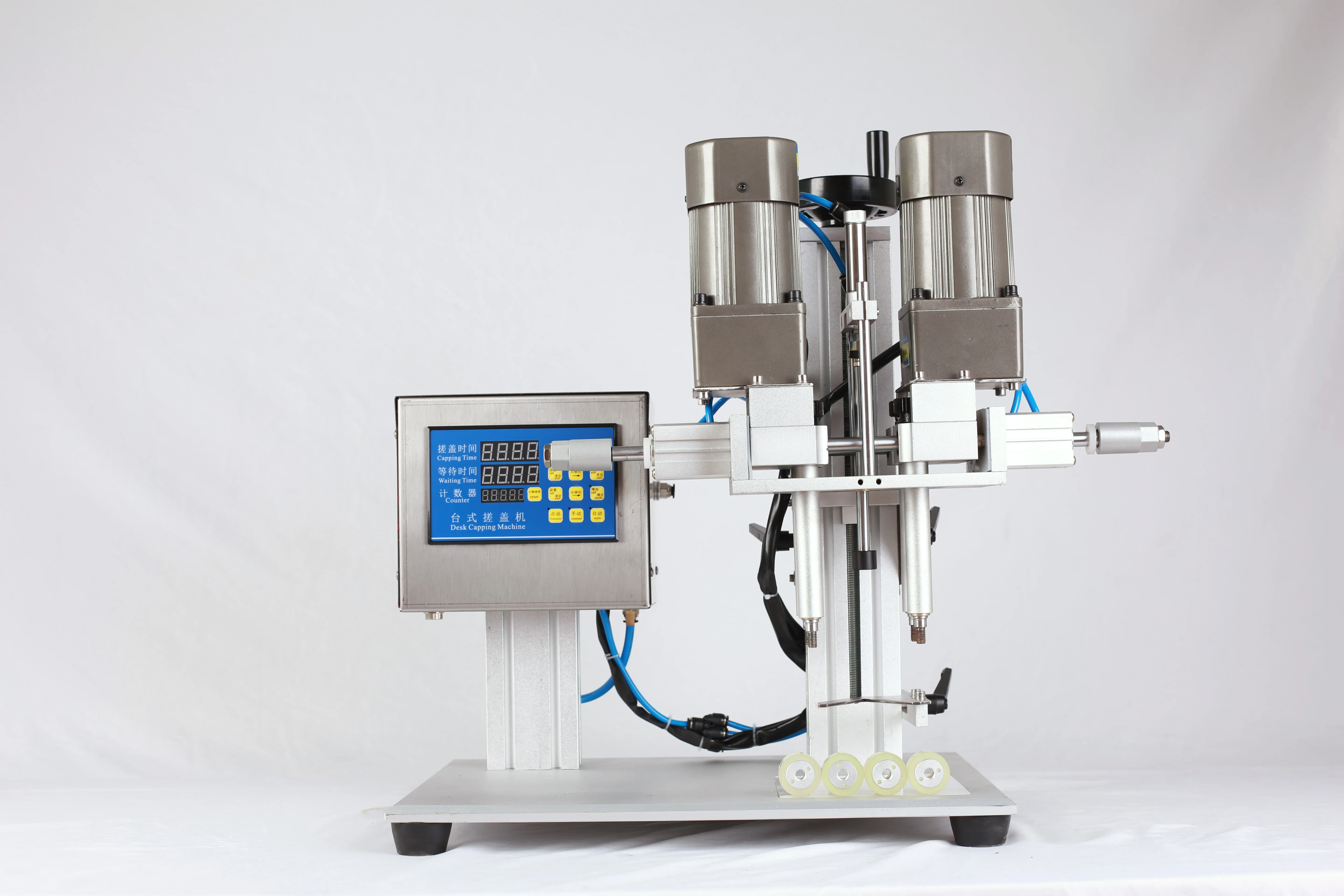 Semi Automatic Desktop Pneumatic Plastic Cap Screw Machine Cosmetics Water Beverage Glass Spray Bottle Capping Machine - view 2