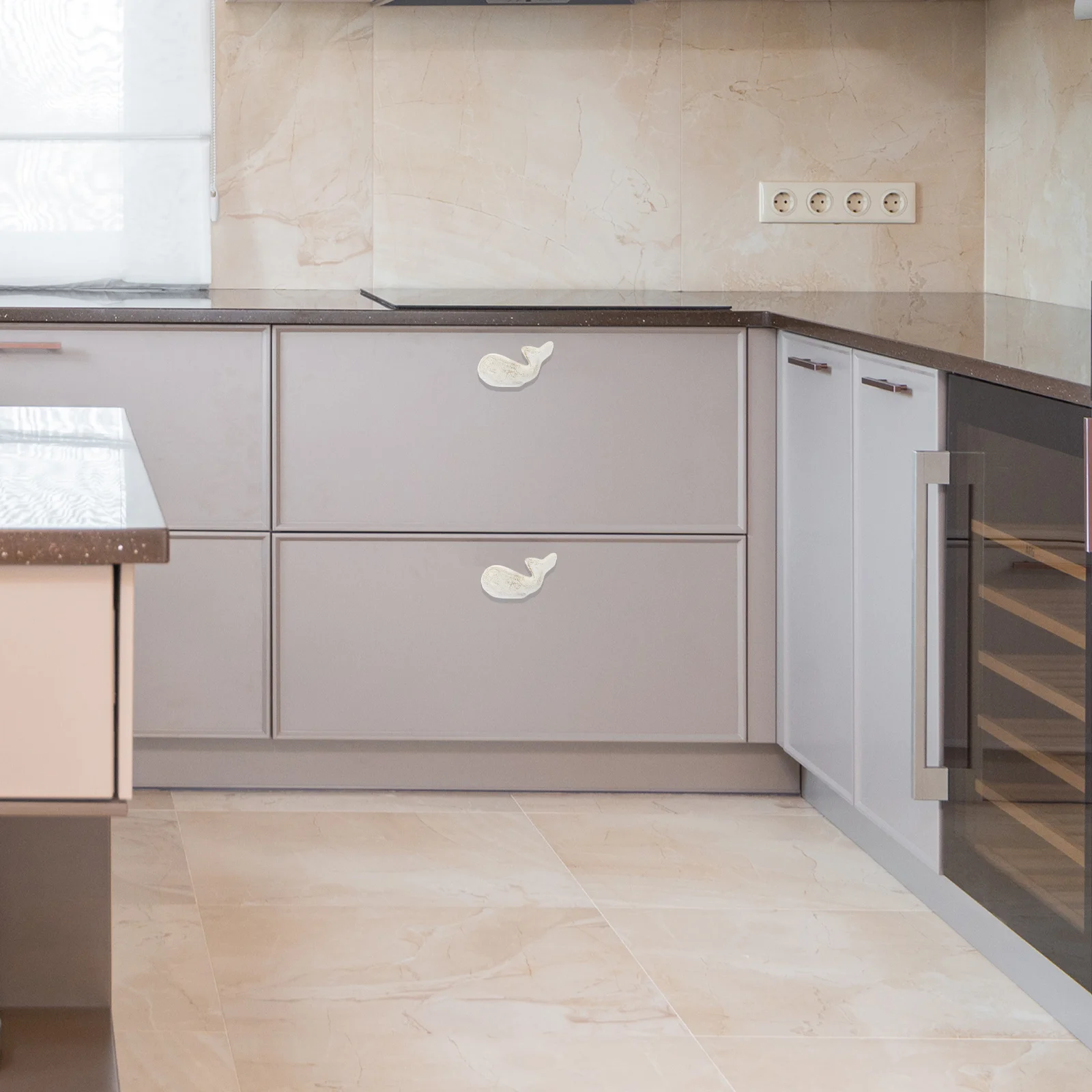 

2pcs White Whale Cabinet Handles Coastal Cabinet Knobs Ocean Theme Drawer Pulls Cast Iron Furniture Pulls Wardrobe Knob Cupboard