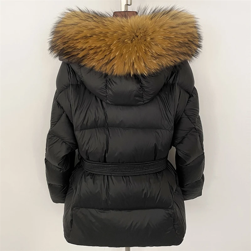 Winter new women's white duck down thick warmDown jacket y2k high quality fox fur collar fashion casual short hooded down jacket