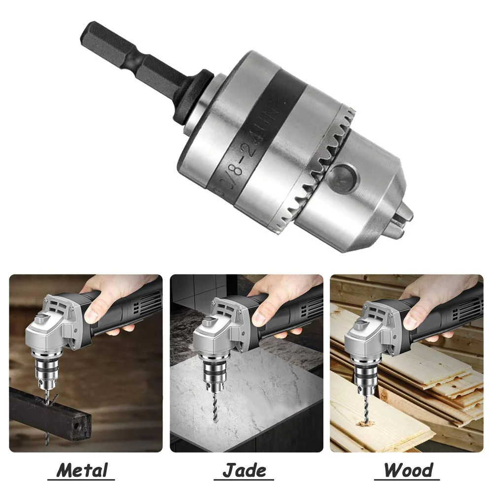 1.5-10mm 3/8-24UNF+1/4 Hex Head 3/8 Thread Extension Rod Light Wrench Drill Chuck Power Tool Accessories