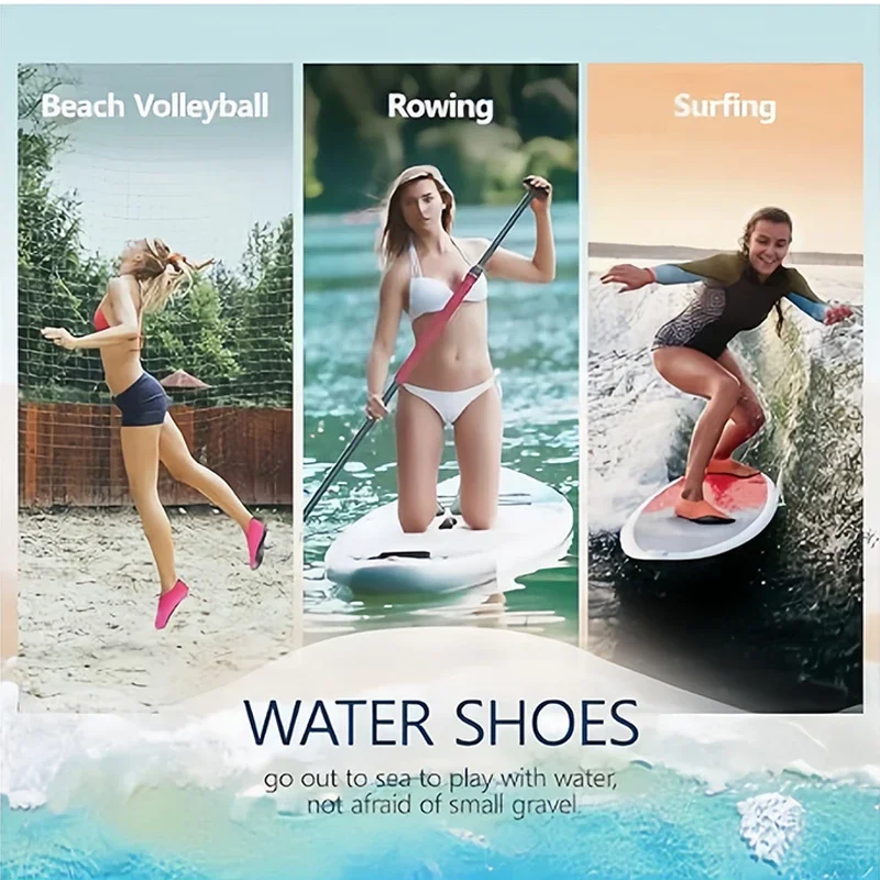 Unisex Quick-Dry Printed Aqua Water Socks Non-slip Barefoot Footwear for Beach Swimming Snorkeling Diving Yoga Surf Water Sports