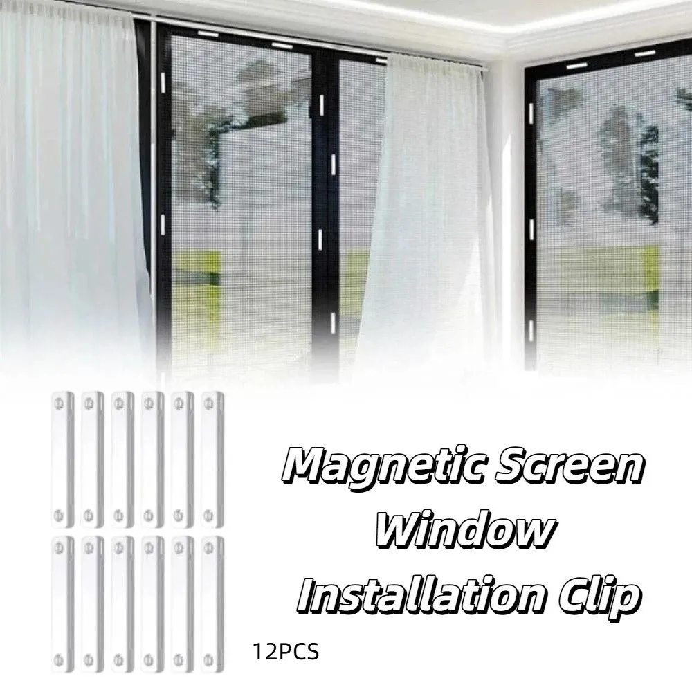 Rust-proof Magnetic Window Screen Clip Magnetic Nail Free Drilling-Free Fixation Buckle Punch Free Pack Of 24 Magnetic Strips