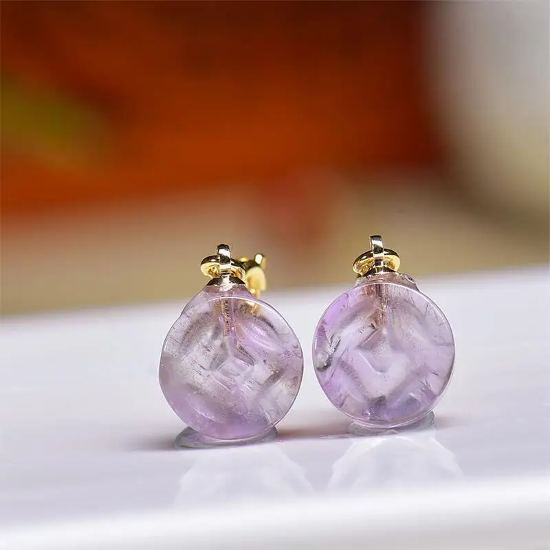 

5PCS Natural Amethyst Coin Pendant Reiki Healing Fengshui Stone Home Room Decoration Exquisite Gift 10MM