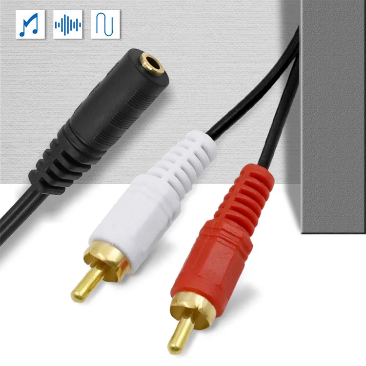 Universal 3.5mm Stereo Audio Female Jack to 2 RCA Male Socket to Headphone 3.5 Y Adapter Cable 50cm