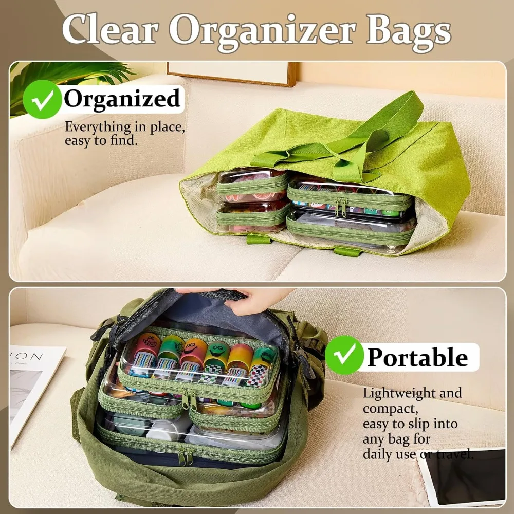 4Pcs PET Hard Shell Clear Zipper Pouches Waterproof Travel Toiletry Bag Transparent Makeup Cosmetic Organizer Storage Cases
