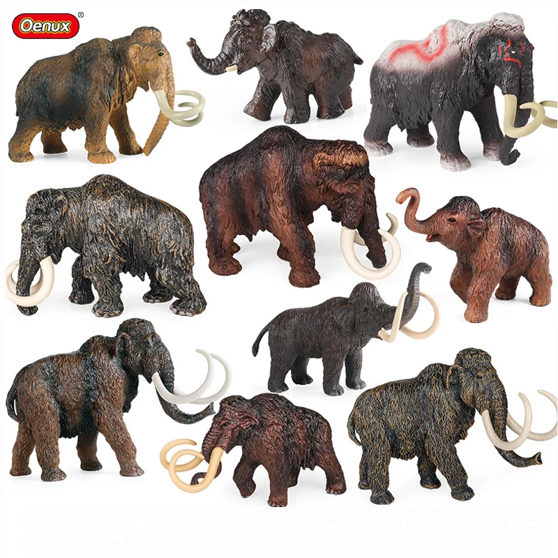 Oenux Simulated Woolly Mammoth Elephant Model Set Prehistoric Elephant Animal Figurines Diorama Desktop Collection Home Decor