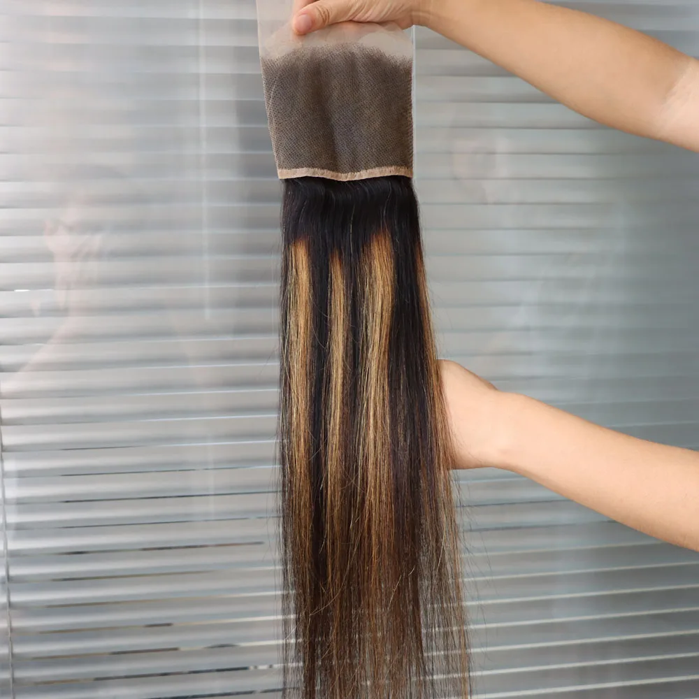 انخفاض الشحن تسليط الضوء على البيانو 1B 27 شقراء 4x4 5x5 13x4 13x6 شفافة قوية الدانتيل إغلاق أمامي الهندي عذراء الشعر مستقيم