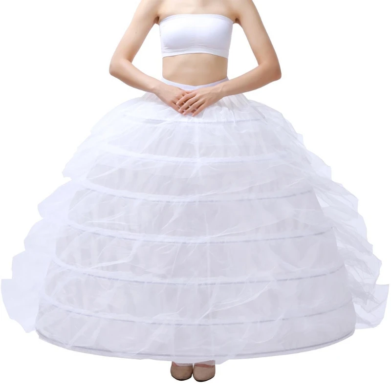 Women 7 Hoop Floor Length A-Line Petticoat Crinoline Skirt Ball Gown Underskirt NEW