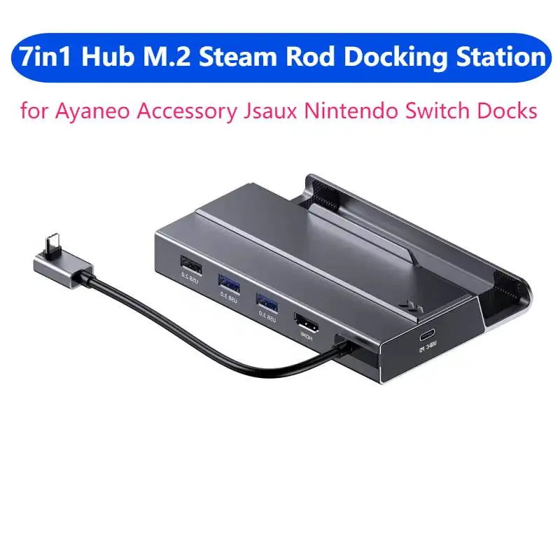 7in1 Hub M.2 Steam Rod Docking Station Hard Drive Enclosure SSD Dock HD Deck for Ayaneo Accessory Jsaux Nintendo Switch Docks