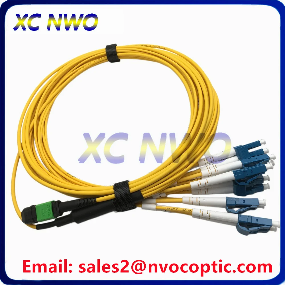 24Core MPO(Male) to 24xLC APC 10G SM G657A Harness Fan-out Fiber Optic Cable,24C 1M,2M APC Female Standard Loss Fiber Pigtail